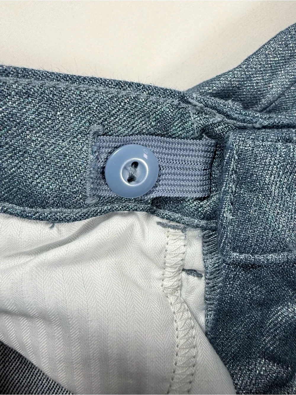 GAP Girls Wide Leg‎ Jeans 6 Metallic Silver Shimmer Retro Glam Coquette Sparkle